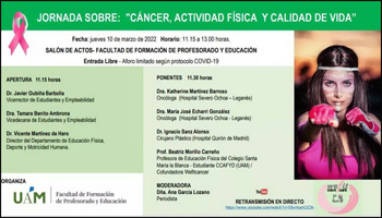 UAM: Jornada sobre cáncer, actividad física y calidad de vida